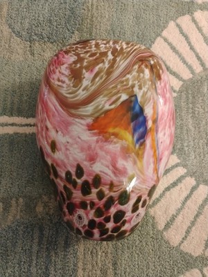 Murano Heavy Art Glass Vase Multicolor 12 In Tall  9 In Wide. No Cracks or Chips