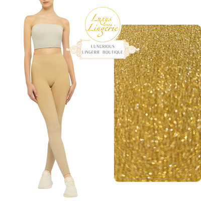 FADING SHINE LEGGINGS Wolford M gold shine Elastisch Hose Glitzer Glanz Metallic