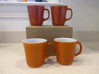 Vintage 2 Pyrex - 2Corning Ware Set of 4 Burnt Orange Coffee Mugs Cups
