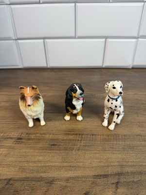 Vintage PVC Dog Figurines Lot of 3   Collie, Bernese Mountain Dog & Dalmatian