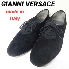 Gianni Versace Men's 7.5 Nubuck Leather Dress Shoes, Black, Lace-Up Size i21489