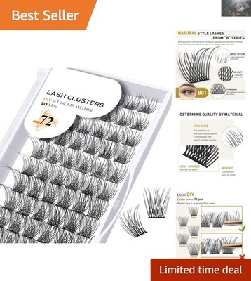 Cruelty-Free Lash Clusters B01: 72 Individual Lashes for Stunning Manga Effects