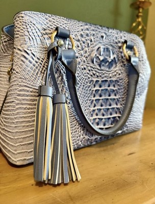 Blue Faux Alligator Embossed Tote Shoulder Bag Structured Croc Textured Imoshion