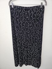 VTG 90s Briggs NY Black Floral Maxi Skirt Faux Button Front Whimsigoth Large