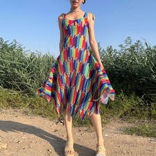 Issey Miyake Pleats Please colorful pencil swing novelty tank dress