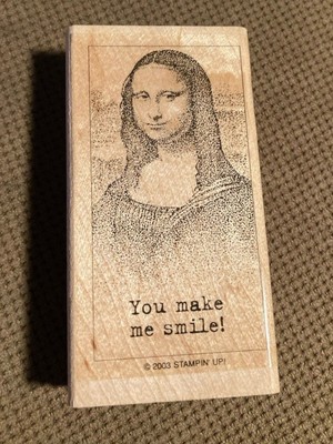 Large Rubber Stamp  you Make Me Smile  Mona Lisa Da Vinci Wood Stamps Art Craft