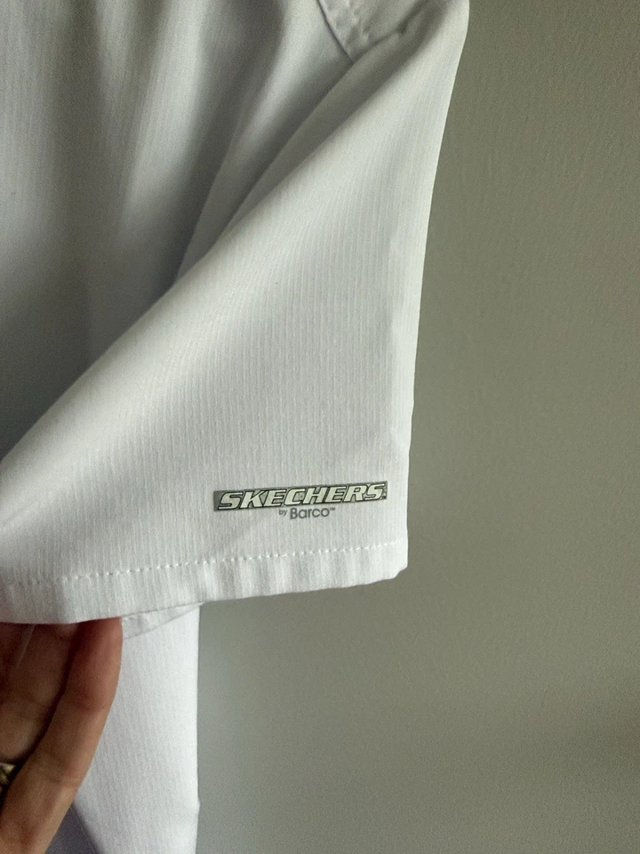 Skechers by Barco White Scrub Top Women’s Size L - Image 3 of 4