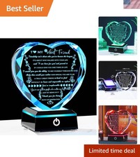 Birthday Gifts for Best Friend with Colorful LED Base Heart Crystal Friendshi...