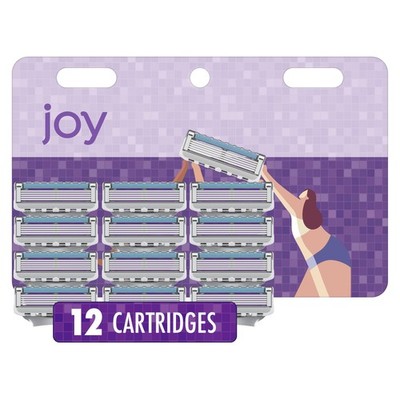 joy Women's Razor Blade Refills, 12 Count, Purple, Lubrastrip, Smooth Shave