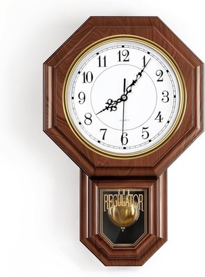 Wall Clock Battery Operated Imitation Wood Plastic Regulator Clock