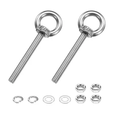 M8 x 70mm Eye Bolt, 2 Pcs 304 Stainless Steel Thread Lifting Ring Set, Silver