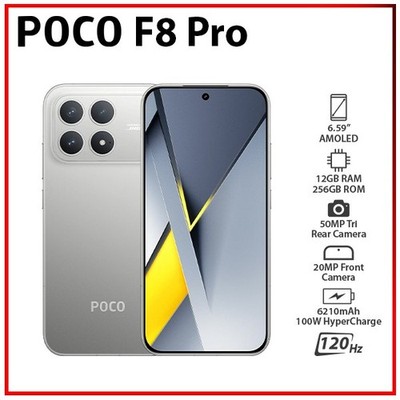 Xiaomi POCO F8 Pro 5G SILVER 12GB+256GB Dual SIM Unlocked Android Mobile Phone