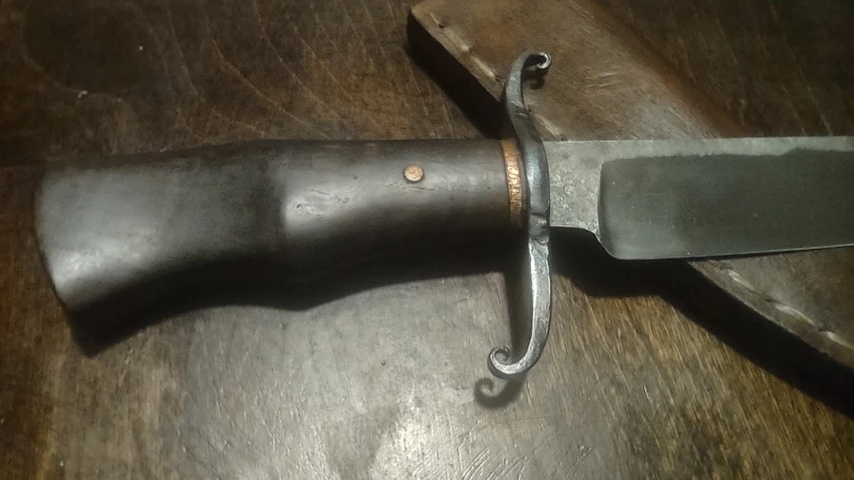 Custom Handmade in the USA wood Handled Bowie Knife With Leather Sheath - Image 2 of 4