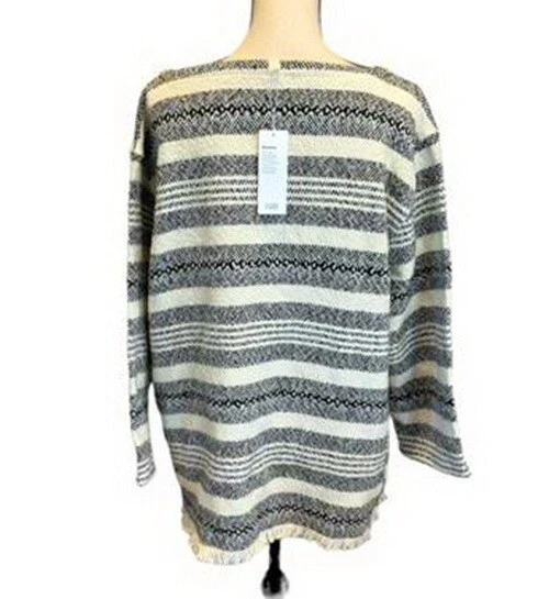 Suéter grande de algodón orgánico tejido a mano blanco y negro suave Eileen Fisher $398 Foto 2 de 2