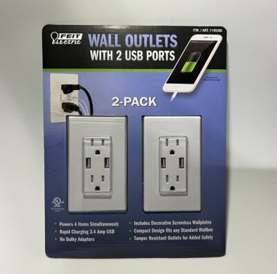 Feit Electric Wall Outlets with USB Ports 2-Pack