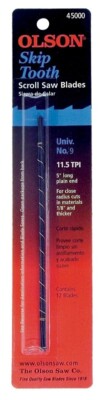 Olson 45000 5'' Skip Tooth Scroll Saw Blades 11.5 TPI Universal #9 12 Pack