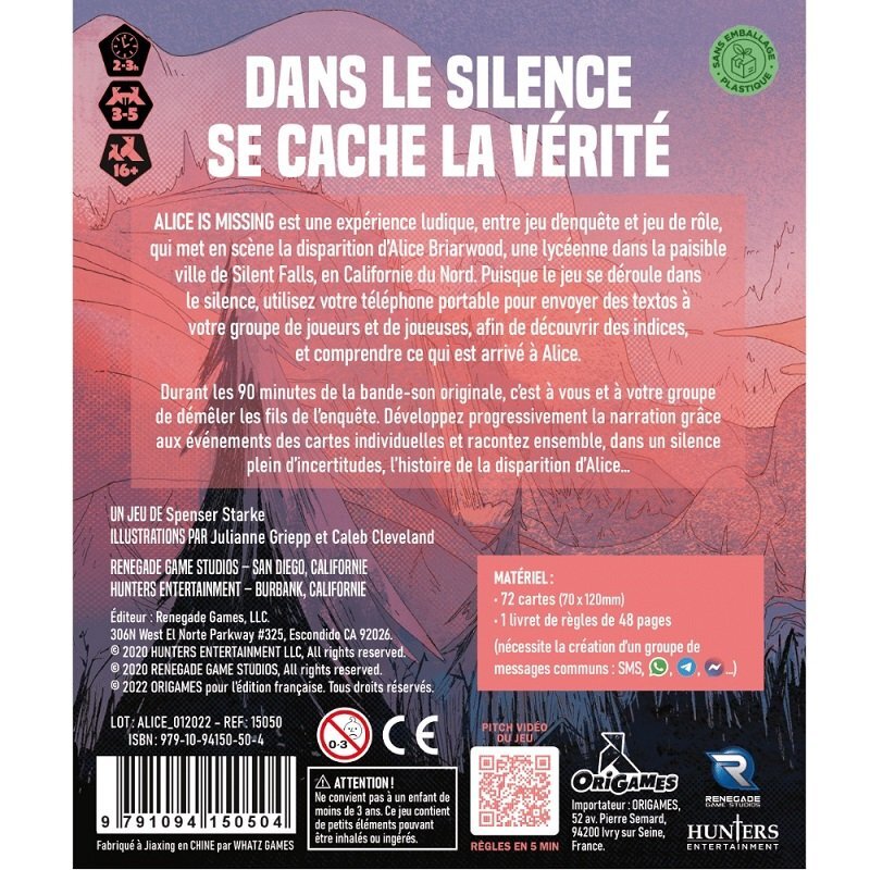 Jeu Alice is Missing, jeu de rôle silencieux et enquête textuelle ado - 2