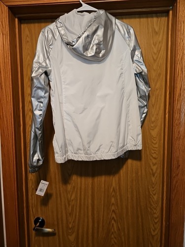 Reebok weiß silber Kapuze Windbreaker Jacke XL neu mit Etikett Einzelhandel 130 $ - Bild 10 von 13