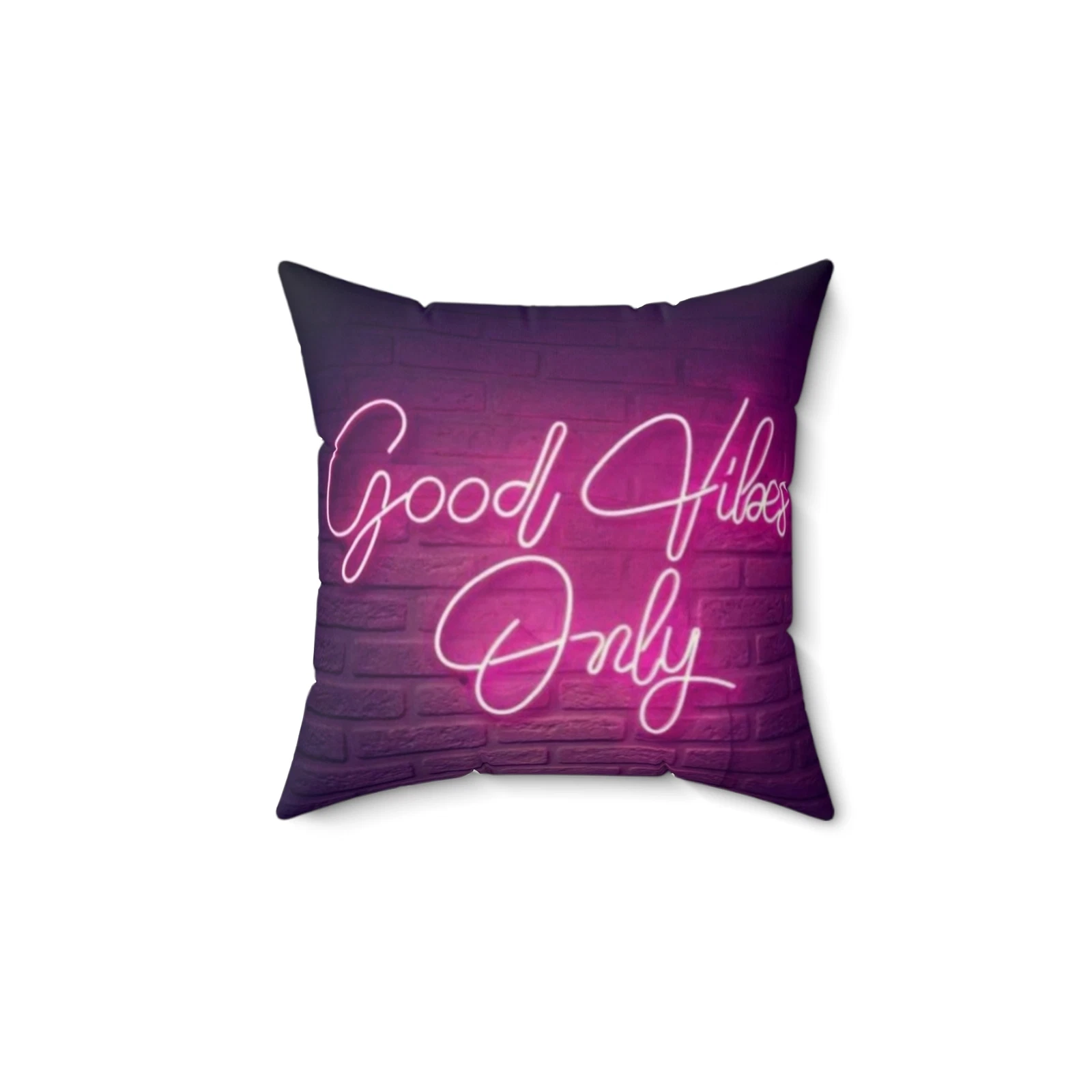 Good Vibes Only Neon Light Graphic, Decorative Throw Cushion, Faux Suede