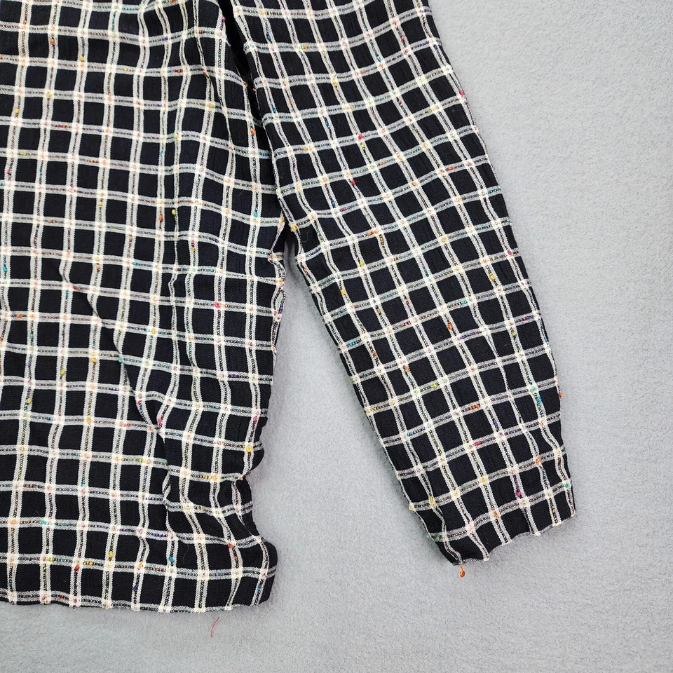 Blusa vintage con botones para mujer Addiction grande negra a cuadros manga larga Foto 2 de 4