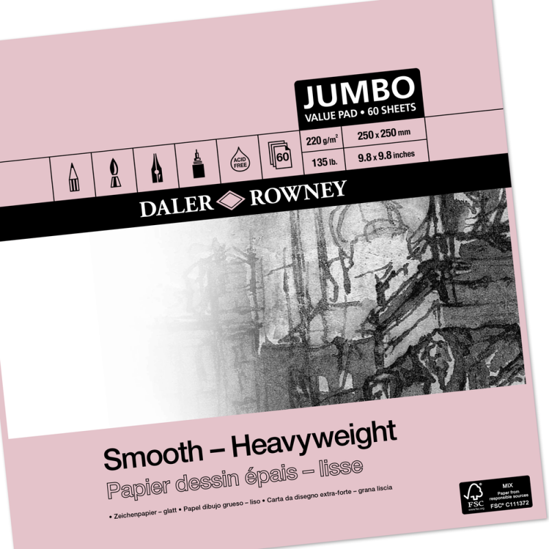Daler-Rowney Smooth Heavyweight Square Jumbo Pad (220gsm)