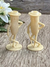 Vintage Mr. Peanut Salt & Pepper Shakers Planter’s Brand Beige, Top Hats No Lids