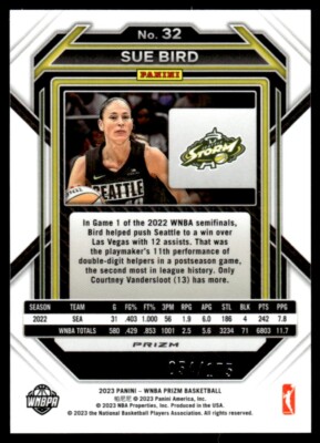 2023-24 Panini Prizm WNBA Blue Sue Bird 054/175 Seattle