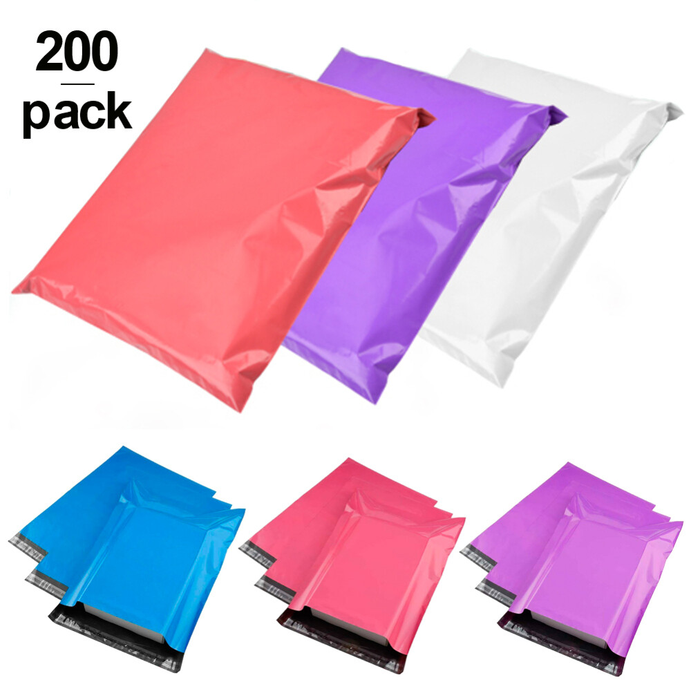 200 Pack Poly Mailers 10x13 Envelopes Plastic Shipping Bags Seal Sealing  Purple