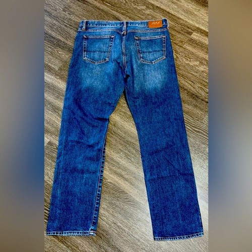Mick Jeans by Jean Shop Straight Leg Dark Wash Denim Orange Stitching 36x30 - Picture 5 of 7