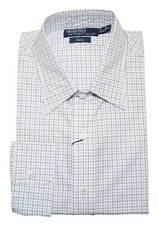 145 Polo Ralph Lauren Mens Cotton Dress Shirt White Blue Green Check Grid 16