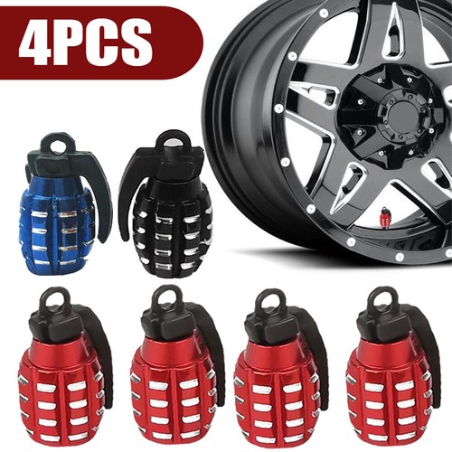4pcs Car Tire Wheel Valve Stem Cap Set Metal Grenade Bomb Air Dust