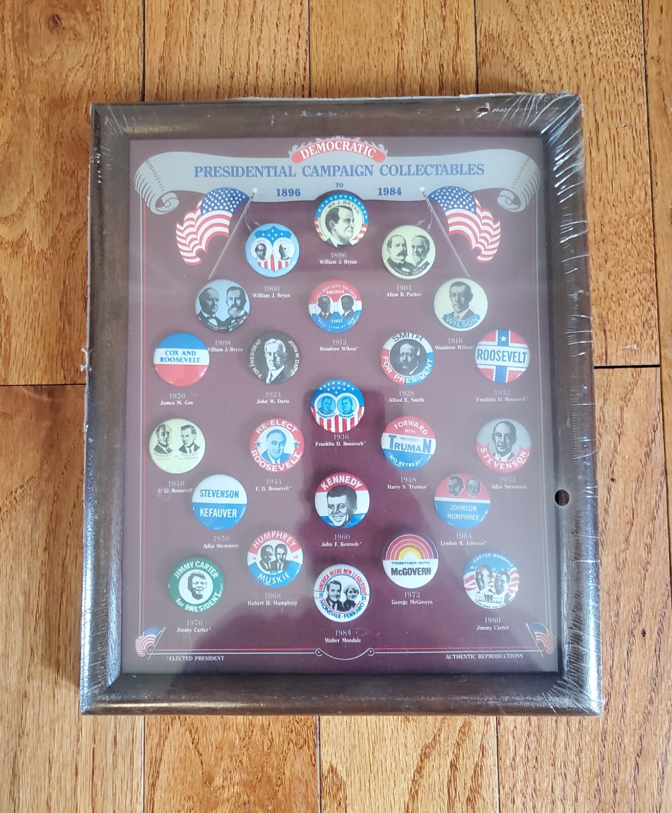 DEMOCRATIC PRSIDENTIAL CAMPAIGN COLLECTIBLE BUTTONS - PINS 1896-1984