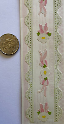 FLORAL LACE Design Line Border Sticker (9pc)Mrs.Grossman's Borders Pink Ribbons