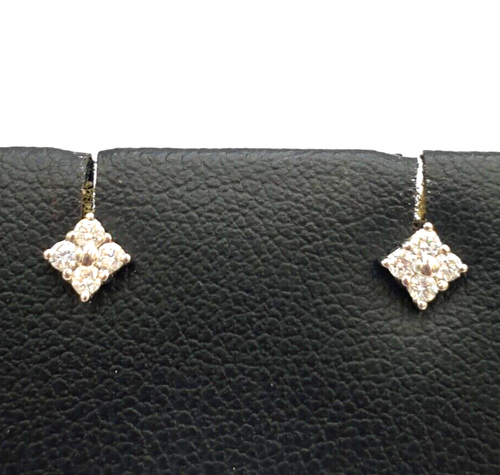 ORECCHINI PUNTI LUCE ORO BIANCO 18K DIAMANTI NATURALI ct0,01 x 8 MADE IN ITALY - Foto 3 di 14