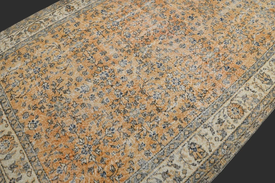 Vintage Turkish Oushak Rug, Orange 6x9 ft, Handmade Wool, Bohemian Anatolian - Image 3 of 4