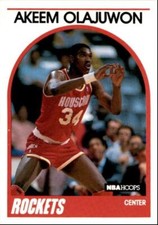1989-90 Hoops Basketball Card Akeem Olajuwon hof Houston Rockets #180