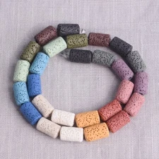 1 Strand Cylinder 10x6mm 14x8mm Natural Lava Stone Beads For Jewelry Making