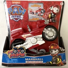 NIB Paw Patrol Moto Pups Marshall Deluxe Pull Back Motorcycle Vehicle Figure Toy
