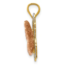 14k Two-tone with White Rhodium Cut-out 2-level Butterfly Pendant K5324