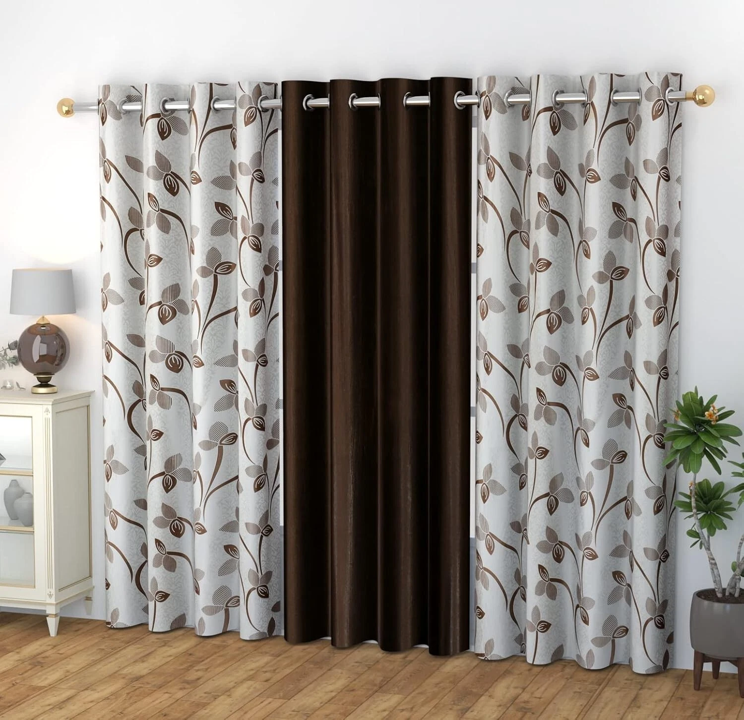 Nuevo Juego De Cortinas De Puerta De Poliéster Con Ojetes De 3 Piezas - 7 Pies