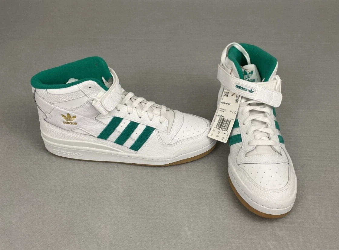 Adidas white store shoes green