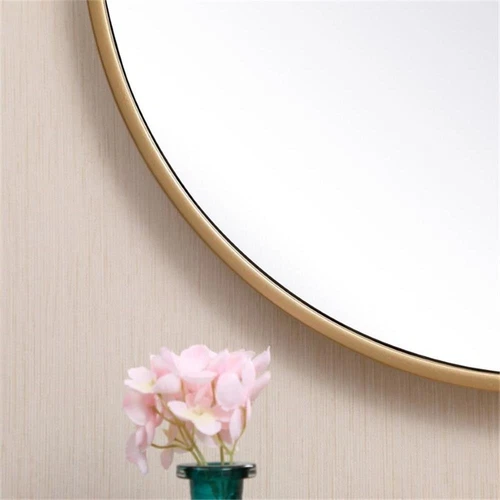 Elegant Decor Eternity 18" Round Mid Century Metal Frame Hooked Mirror in Brass - Picture 5 of 6