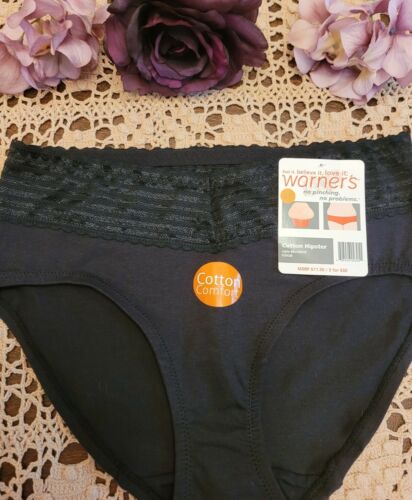 5/S WARNERS COTTON COMFORT Shiny Lace HIPSTER Panty #RU1091P ~NWT