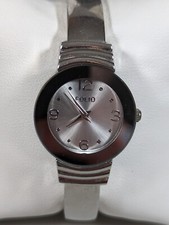 Folio Silver Tone Dial Round Case Hinge Open Cuff Bracelet Band Watch