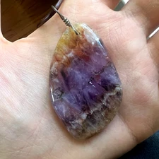 Amethyst Hematite Smoky Quartz Necklace Handcrafted Crystal Art Unisex 925 Wire