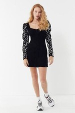 UO Sequin Mini Dress Black Women Medium Party 80s Disco Christmas Festival Y2K