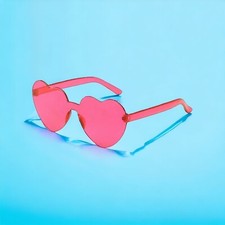 Trendy Rimless Sunglasses Frameless Heart Shaped Pink Fashion Glasses Retro New