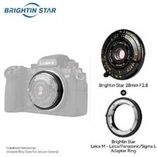 Brightin Star 28mm F2.8 Full Frame Lens+Leica M To L Adapter for L Mount Camera