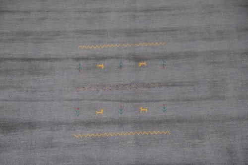 Living Room Area Rug 8x10 ft.Gray Gabbeh Oriental Handmade Wool Carpet - Picture 3 of 12