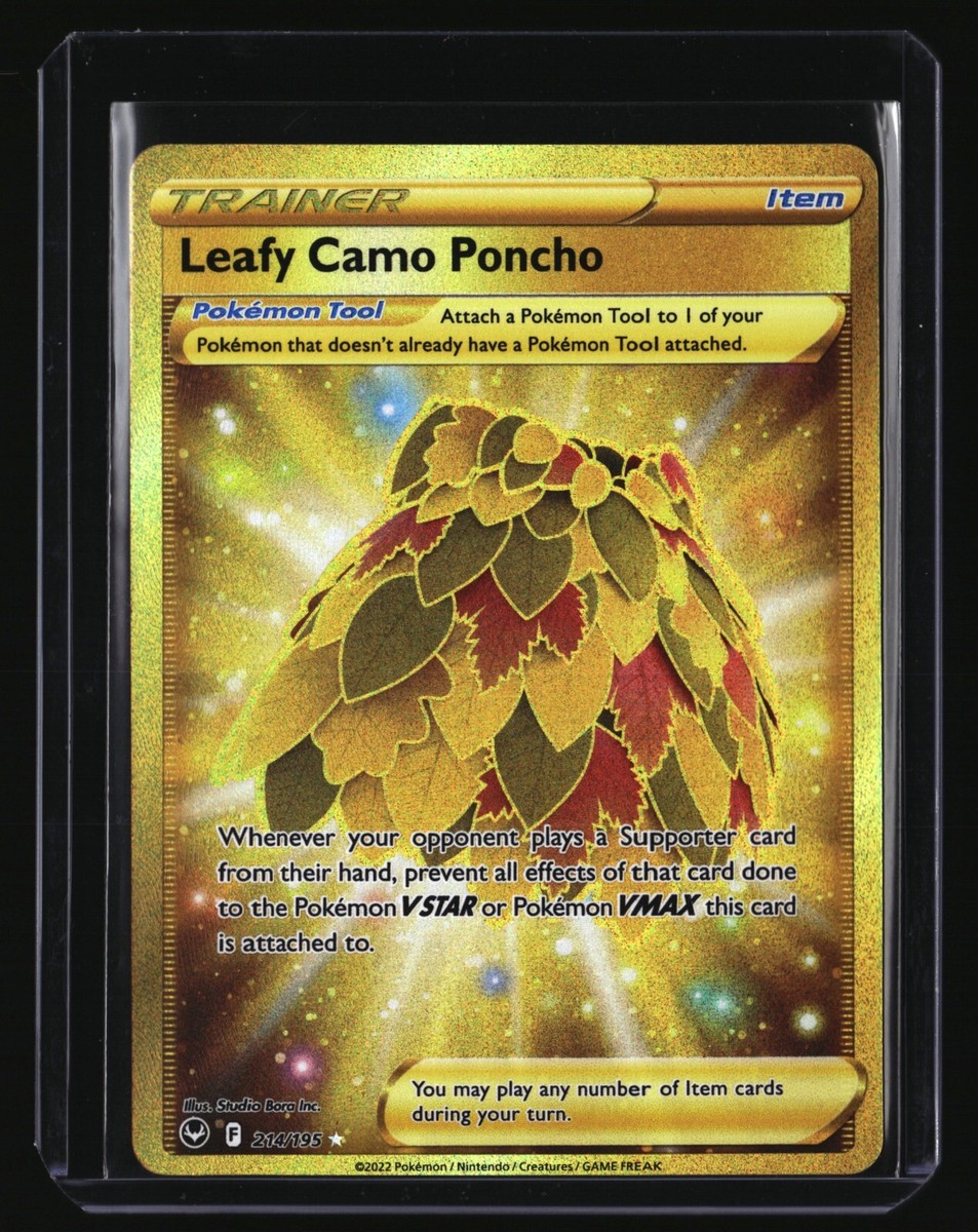 leafy camo poncho gold pokemon card 214/195- Silver Tempest - Full Art Silver Tempest Singles Buy Leafy Camo Poncho (Secret